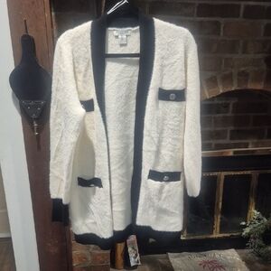 Rachel Zoe Cream and Black Cardigan Sweater